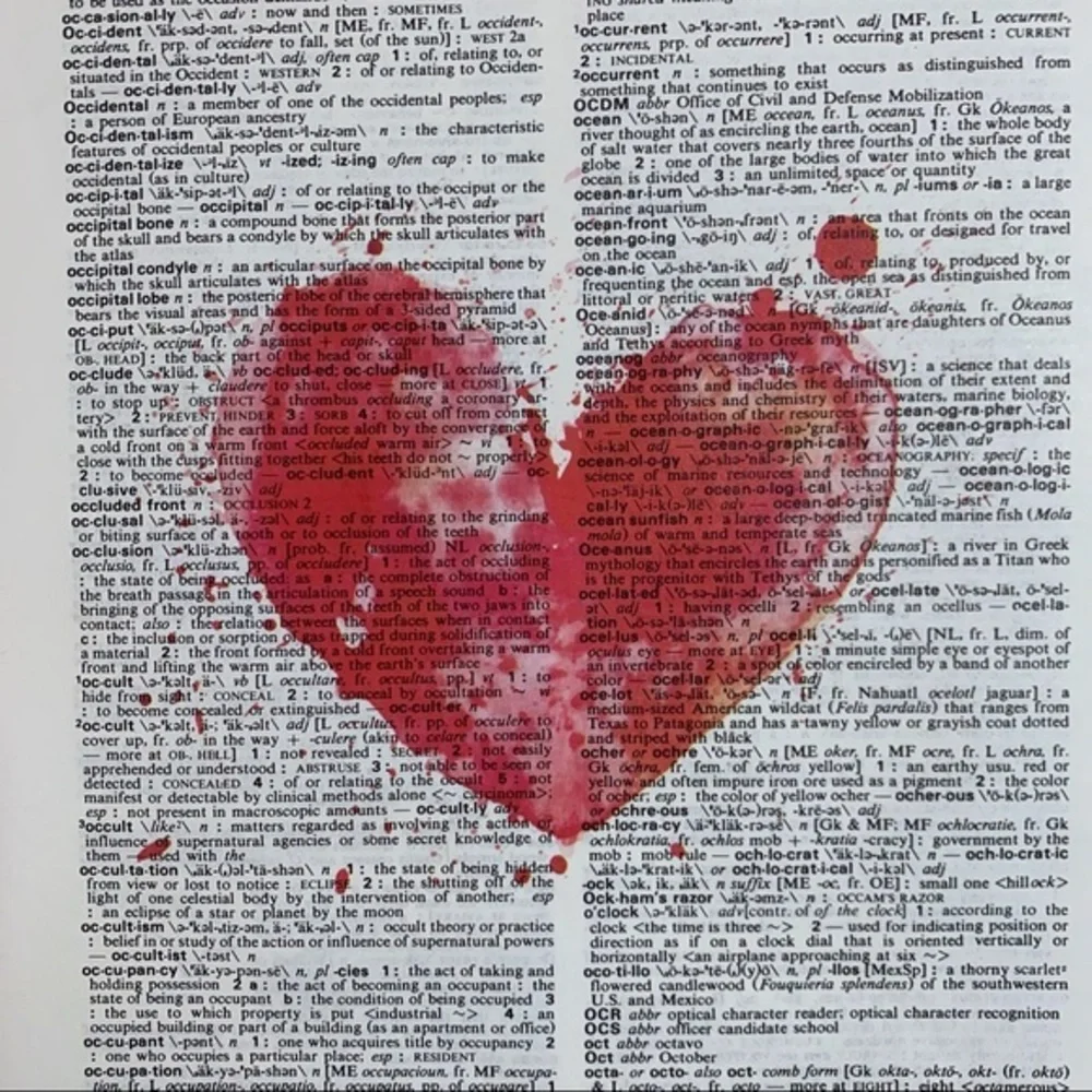 Dictionary Art Print Valentine Heart Paint Splatter, Vintage Art Print